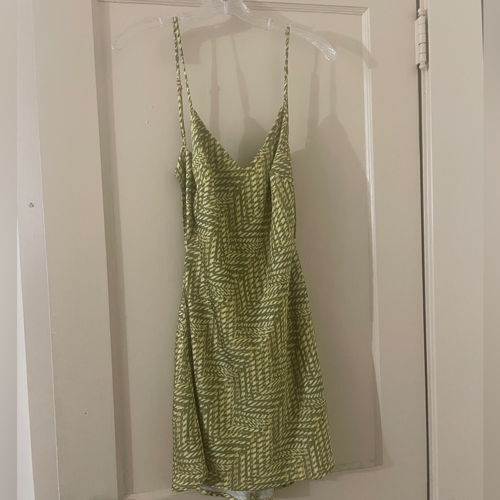 Chic Olive Patterned Mini Dress